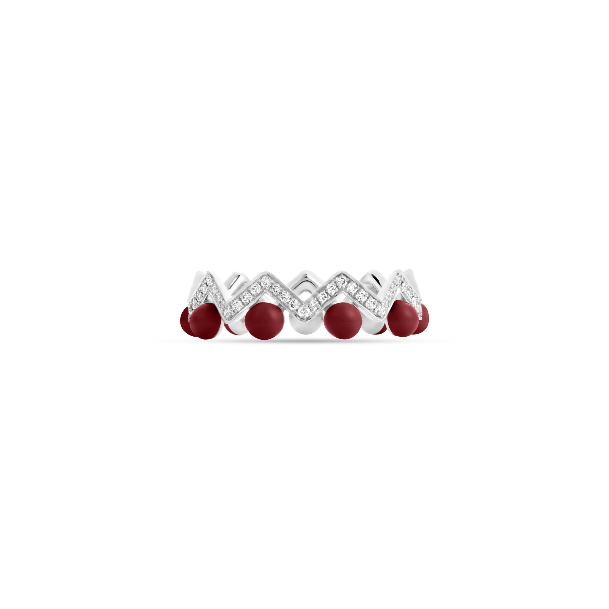 Dual Diamond Zigzag Ring with Enamel