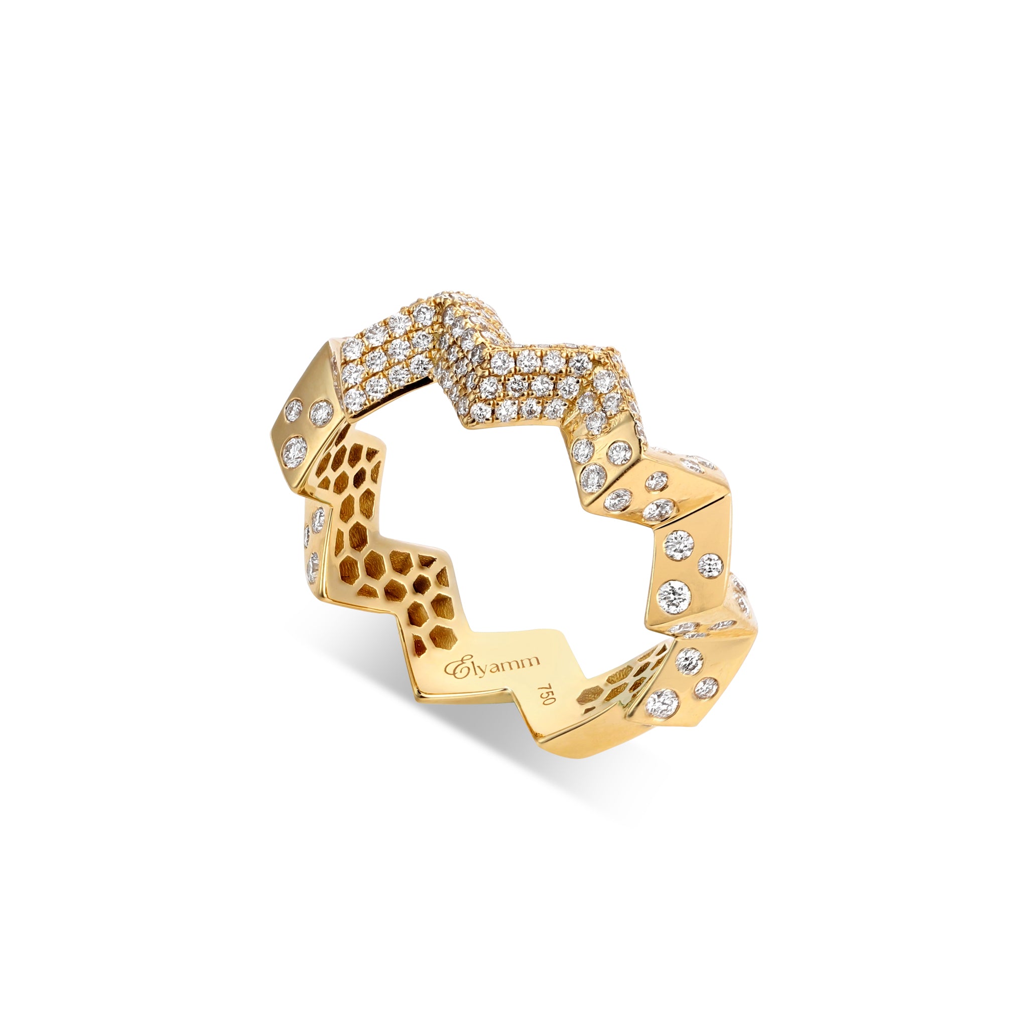 Scattered Diamond Zigzag Ring