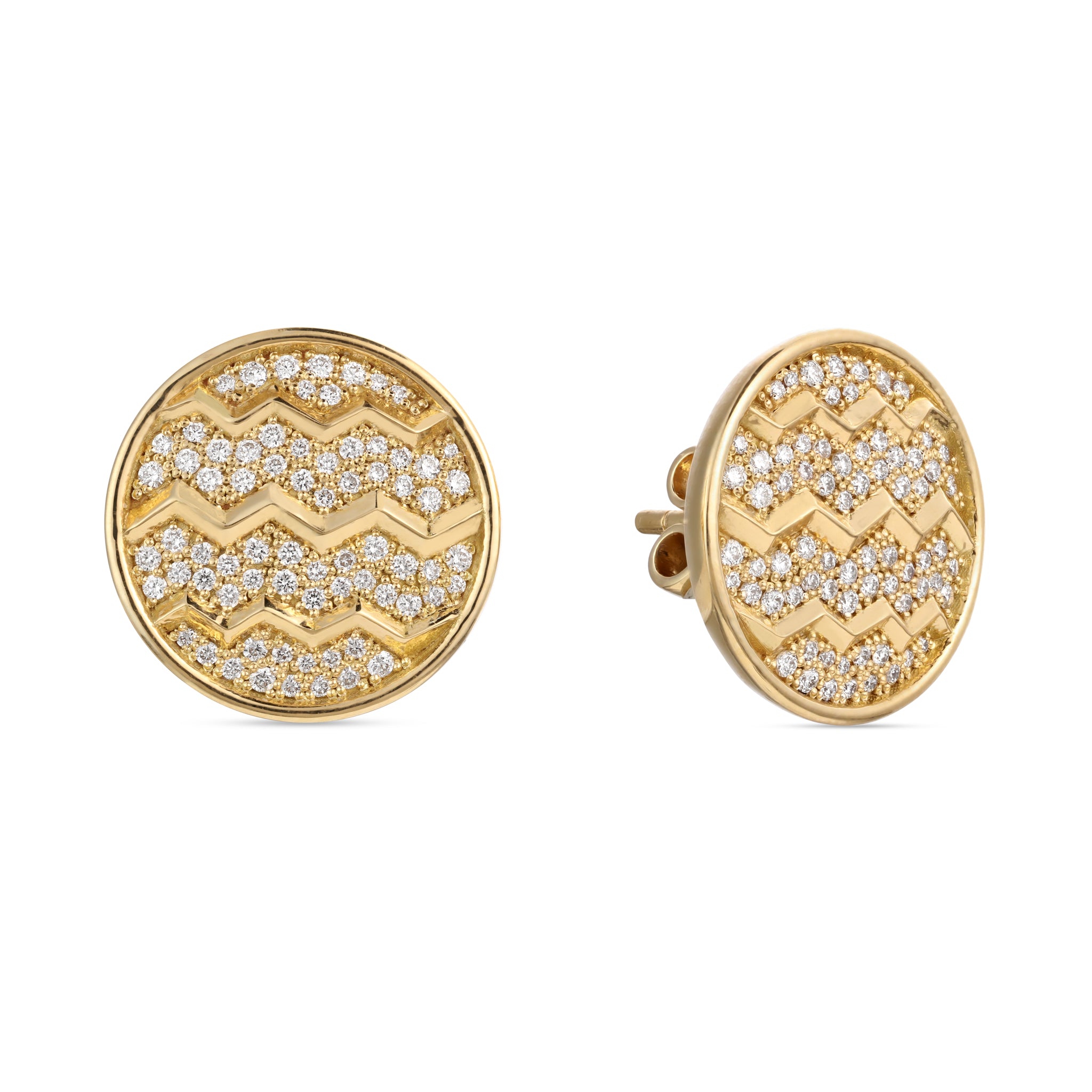 Diamond Zigzag Saucer Earrings