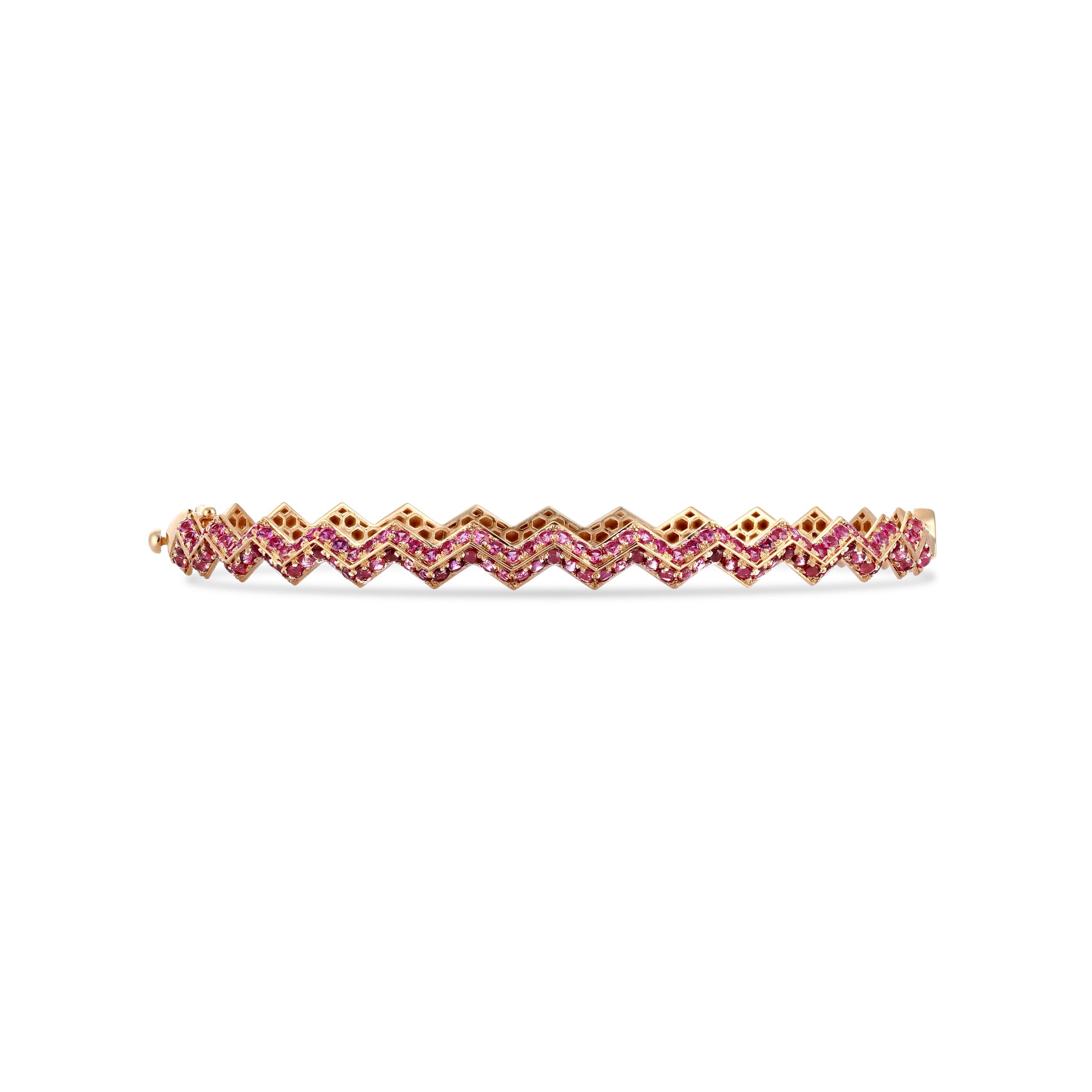 Split Zigzag Bangle in Ruby & Pink Sapphire