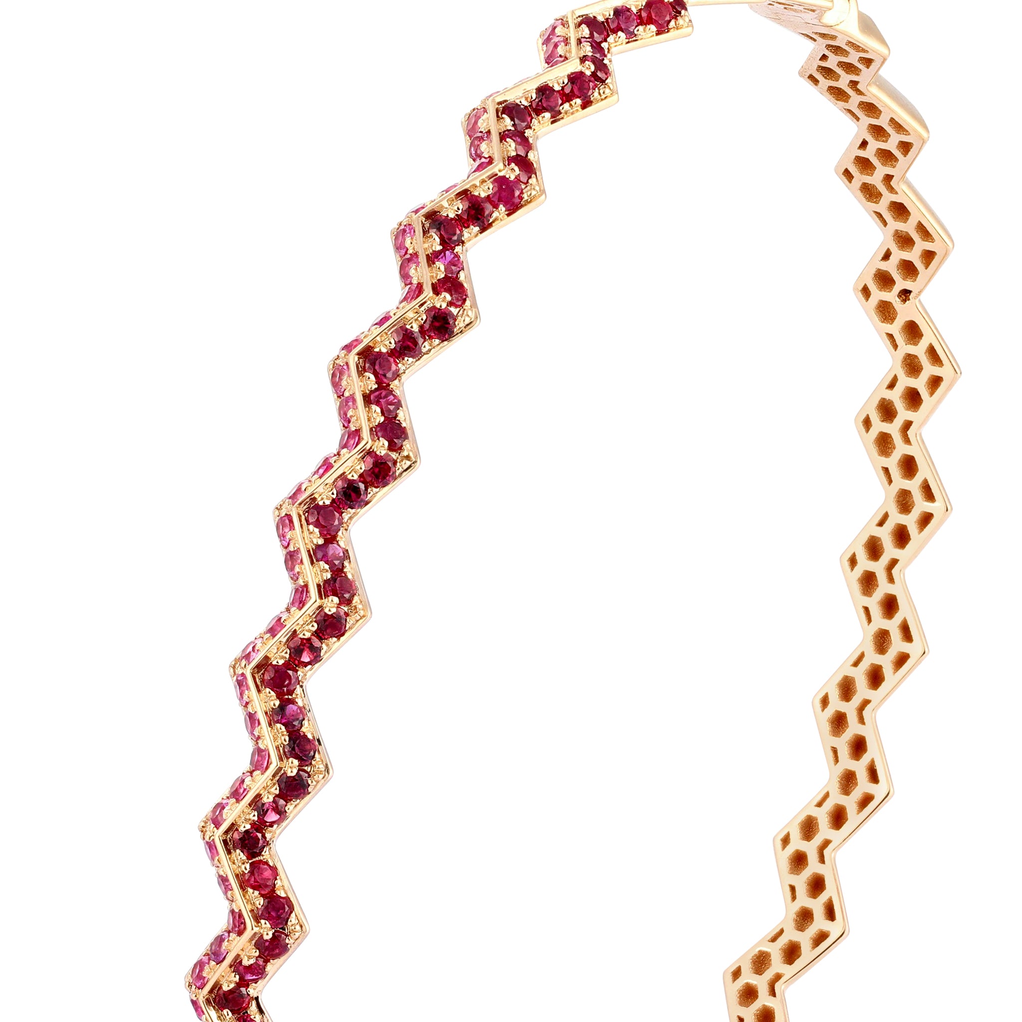 Split Zigzag Bangle in Ruby & Pink Sapphire