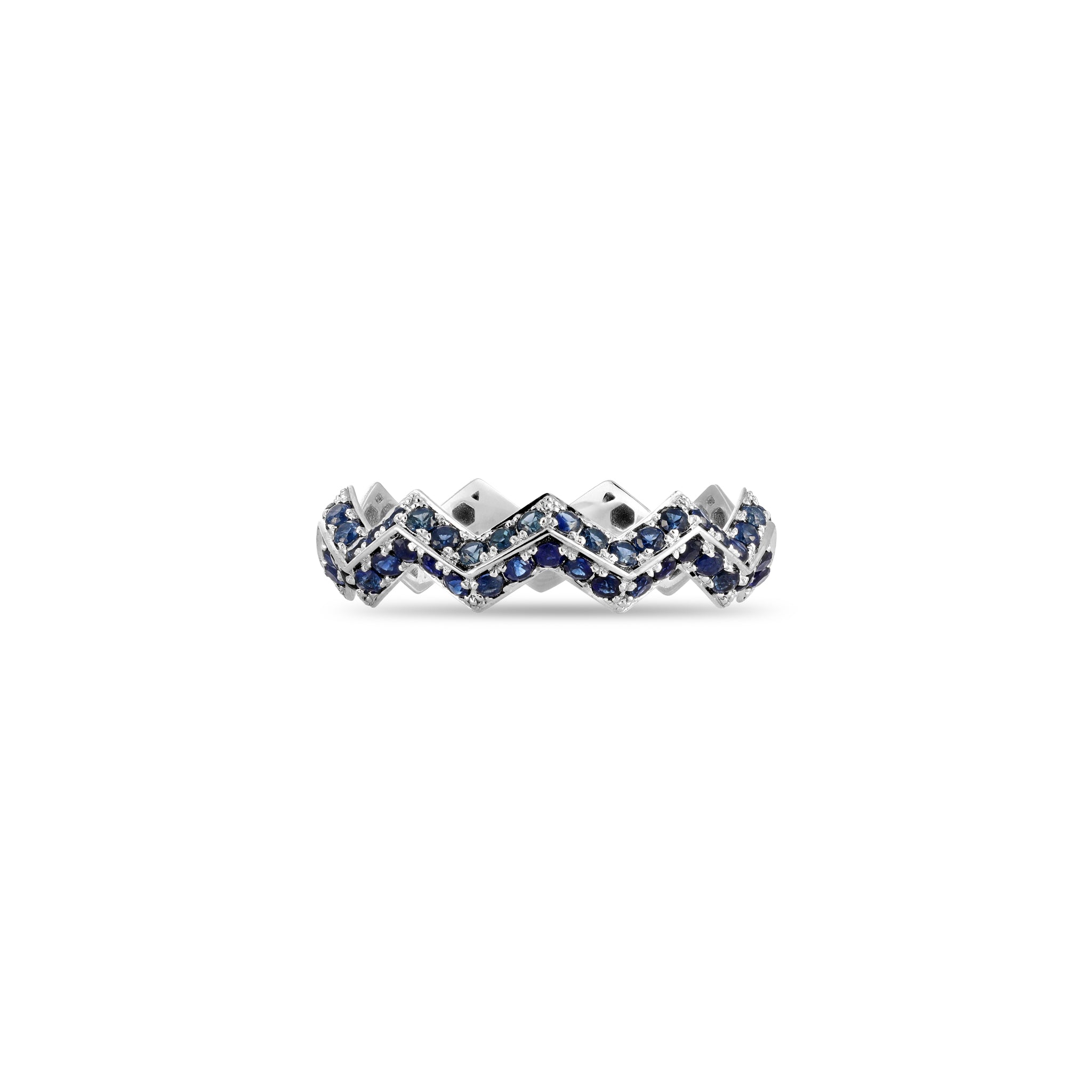⁠Split Zigzag Ring in Light & Dark Blue Sapphire