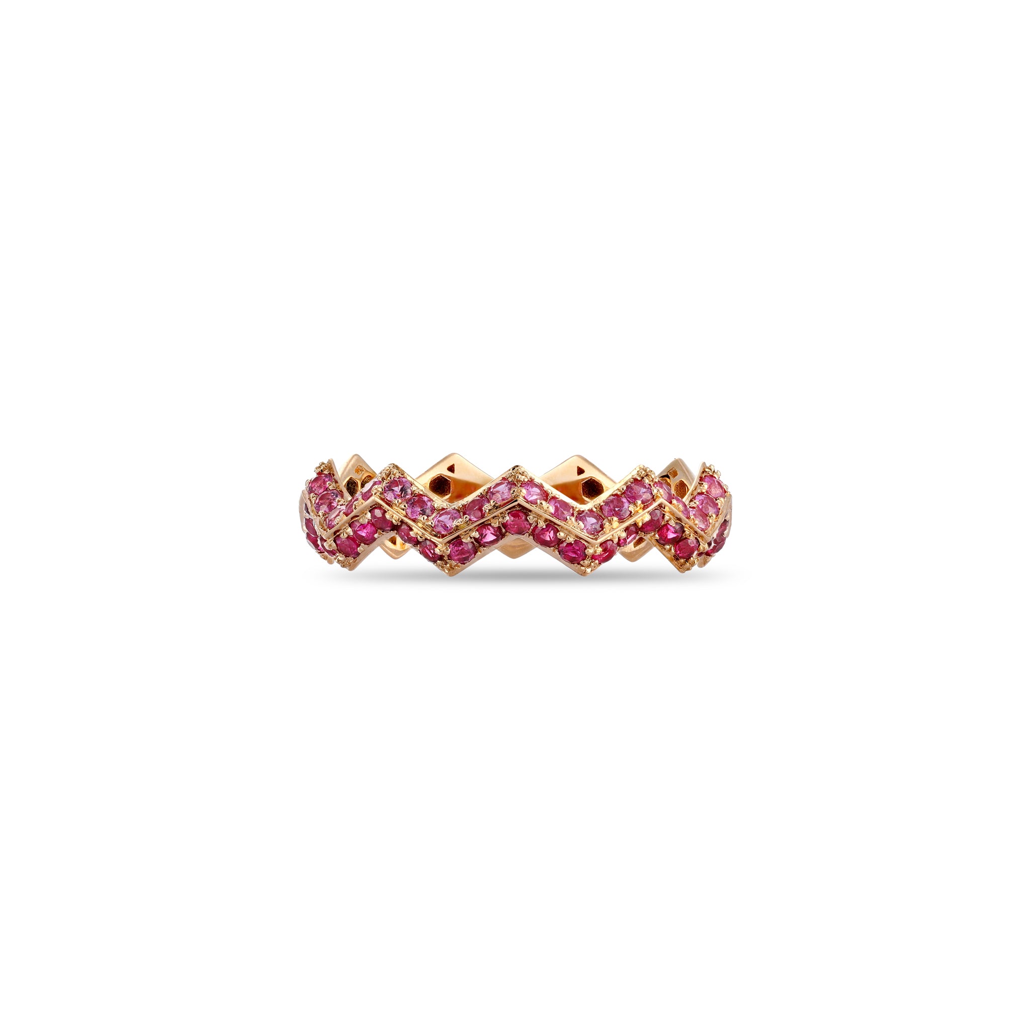 ⁠Split Zigzag Ring in Ruby & Pink Sapphire