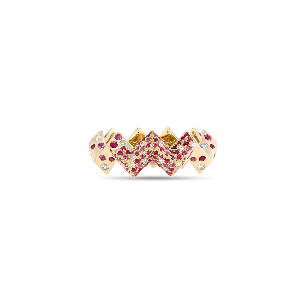 Scattered "Rosebud" Zigzag Ring