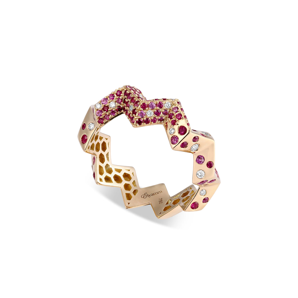 Scattered "Rosebud" Zigzag Ring