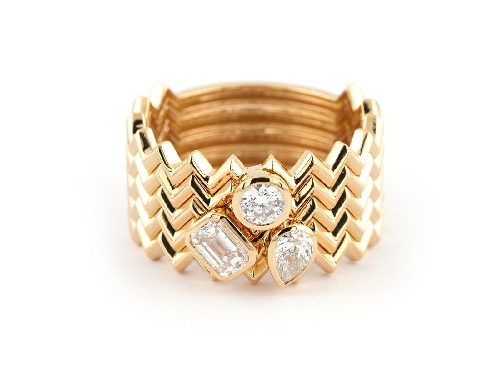 Cluster Zigzag Pinky Ring